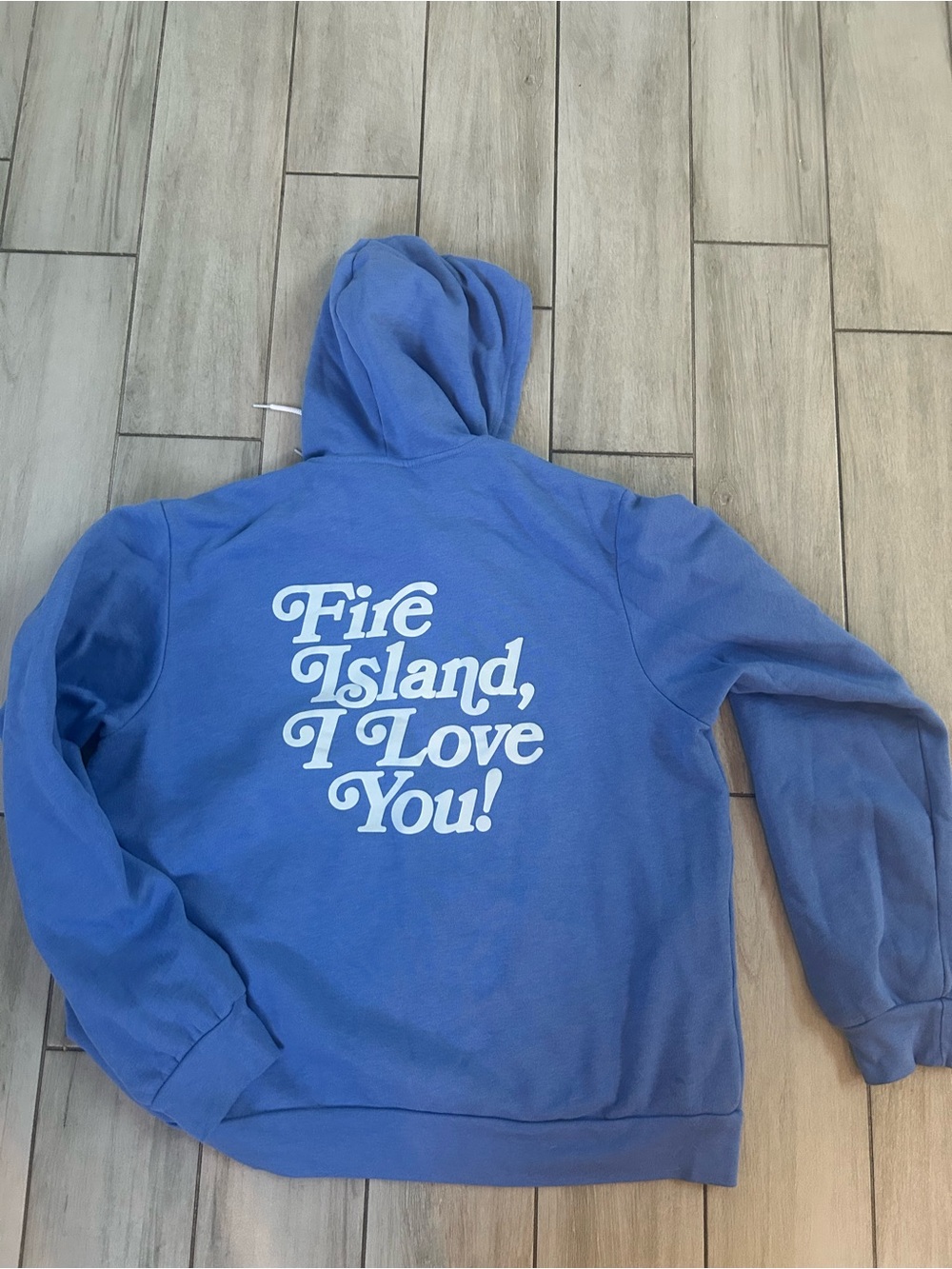 Blue "Fire Island, I Love You!" Graphic Hoodie
